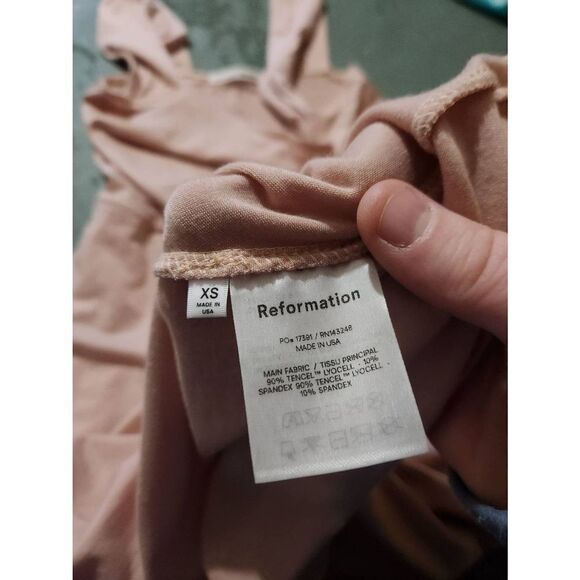 Reformation Helina light dust pink midi toe waist belted dress size XS - Picture 5 of 5